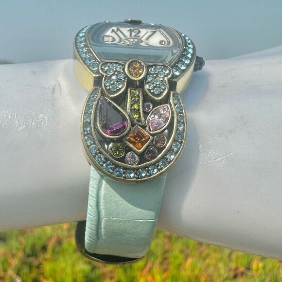 Heidi Daus Pastel Crystal Watch with Aqua Leather Strap main image 15